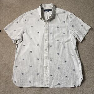 Polo Ralph Lauren Seersucker Shirt White AOP Dog Anchor Print Mens XL S/S